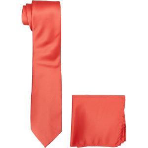 Stacy Adams Men’s Satin solid Tie Set(Coral)