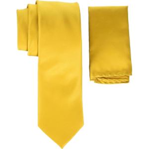 Stacy Adams Men’s Satin solid Tie Set(Gold)