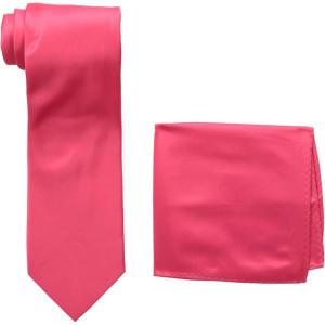 Stacy Adams Men’s Satin solid Tie Set(Hot Pink)