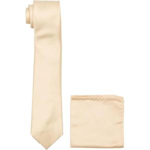Stacy Adams Men’s Satin solid Tie Set(Ivory)