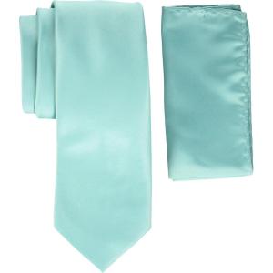 Stacy Adams Men’s Satin solid Tie Set(Turquoise)