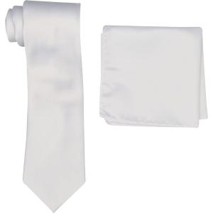 Stacy Adams Men’s Satin solid Tie Set(White)