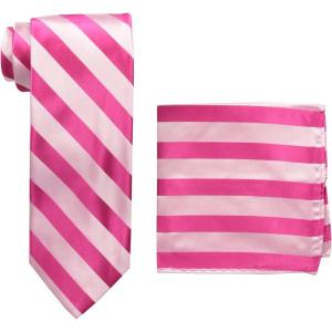 Stacy Adams Men’s Solid Woven Formal Stripe Tie Set(Fuchsia)