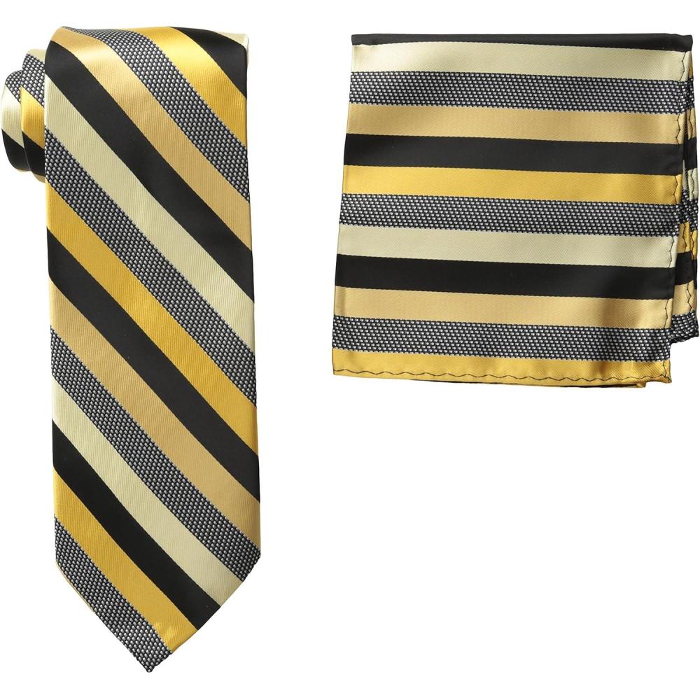 imageStacy Adams Mens Microfiber Stripped Tie SetGold