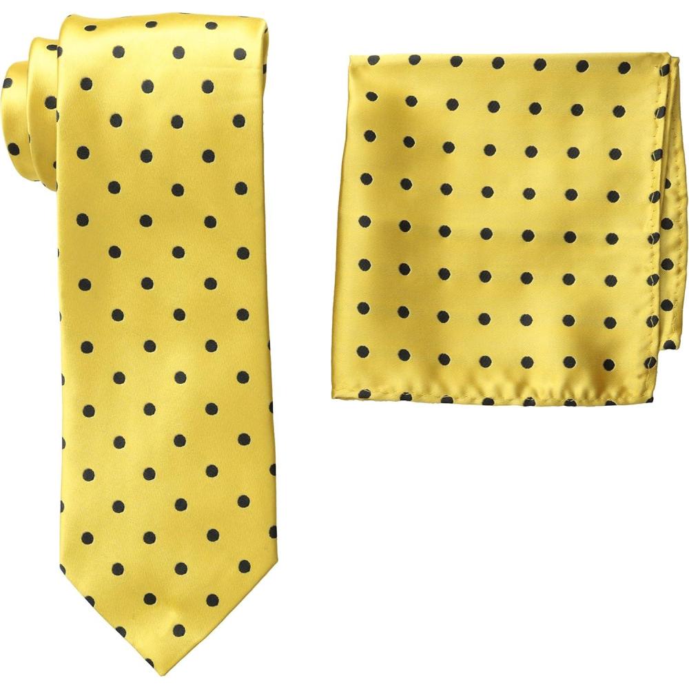 imageStacy Adams Mens TallPlusSize Satin Dot Tie Set Extra LongGold