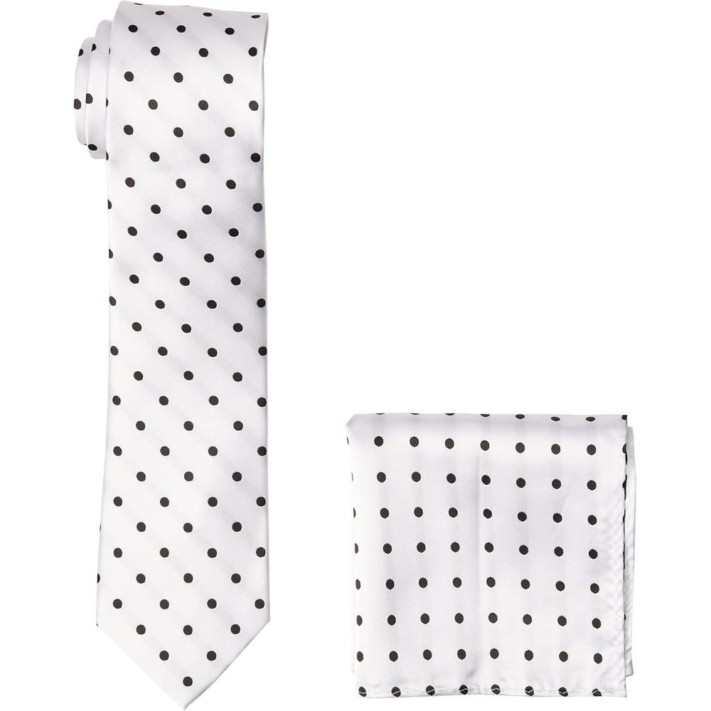 imageStacy Adams Mens TallPlusSize Satin Dot Tie Set Extra LongWhiteBlack
