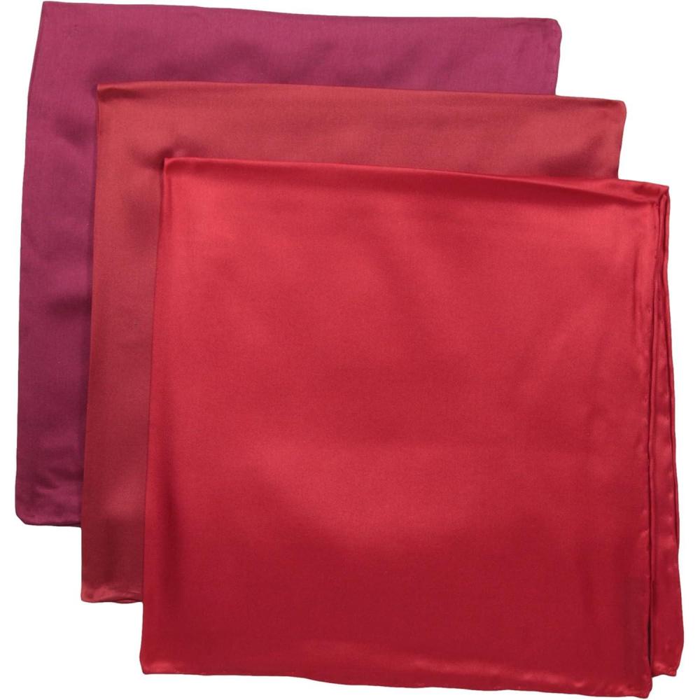 imageStacy Adams mens 100 Silk Hand Rolled 17quotx 17quot Pocket Square Three Piece SetBurgundyMedium RedFred