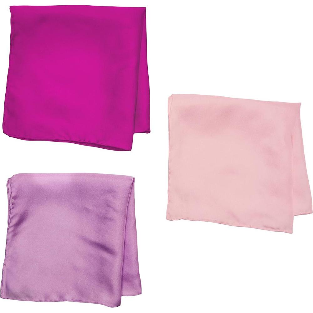 imageStacy Adams mens 100 Silk Hand Rolled 17quotx 17quot Pocket Square Three Piece SetLilacpinkfushia