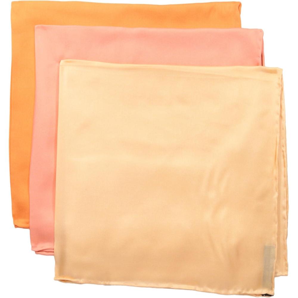 imageStacy Adams mens 100 Silk Hand Rolled 17quotx 17quot Pocket Square Three Piece SetPeachOrangeCoral