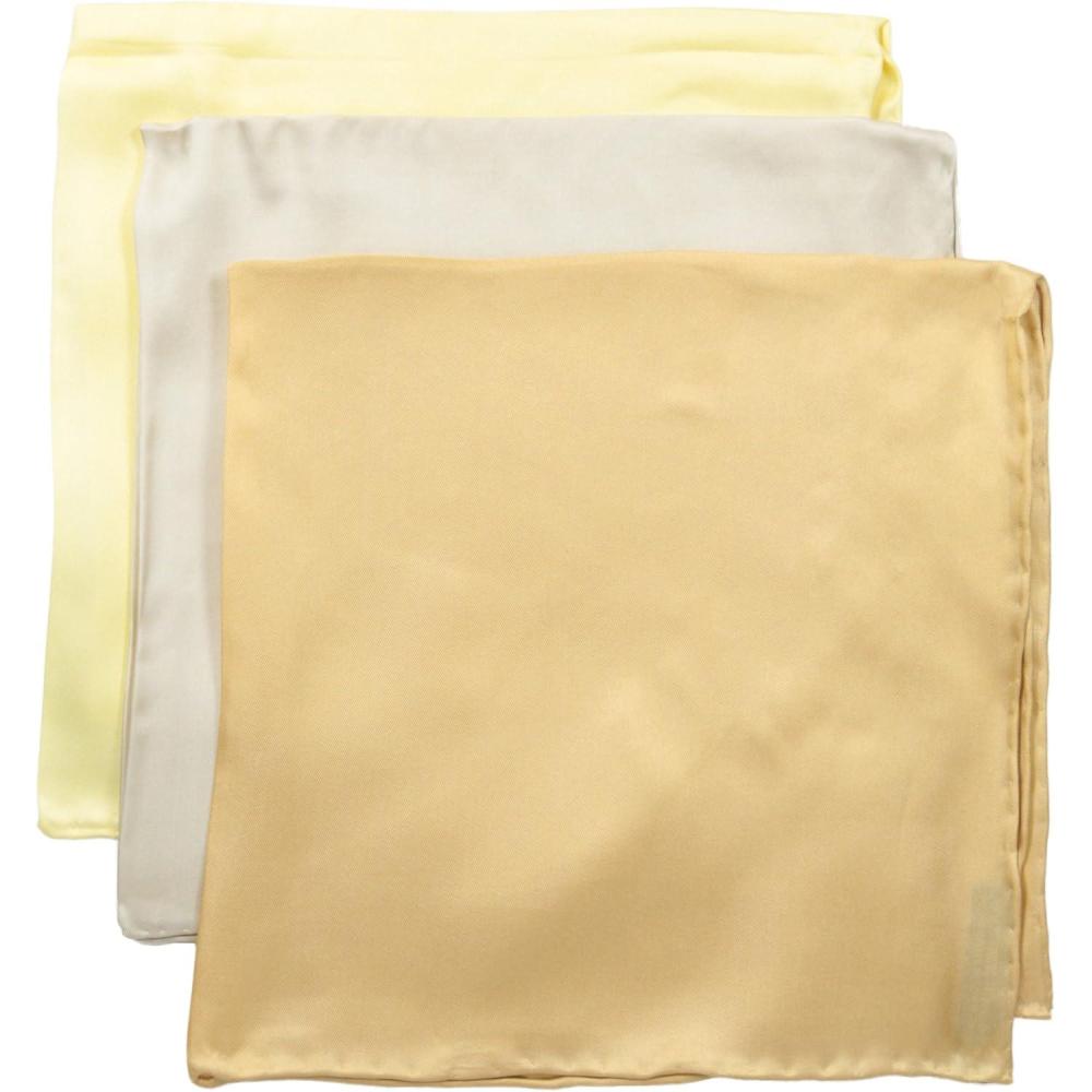 imageStacy Adams mens 100 Silk Hand Rolled 17quotx 17quot Pocket Square Three Piece SetYellowCamelSand