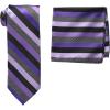 Stacy Adams Men’s Tall-Plus-Size Microfiber Stripped Tie Set Extra Long(Black/Purple)