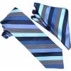 Stacy Adams Men’s Tall-Plus-Size Microfiber Stripped Tie Set Extra Long(Blue)