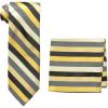 Stacy Adams Men’s Tall-Plus-Size Microfiber Stripped Tie Set Extra Long(Gold)