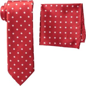 Stacy Adams Men’s Tall-Plus-Size Satin Dot Tie Set Extra Long(Red)