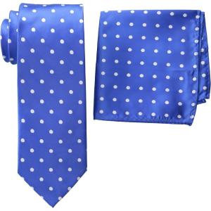 Stacy Adams Men’s Tall-Plus-Size Satin Dot Tie Set Extra Long(Royal)