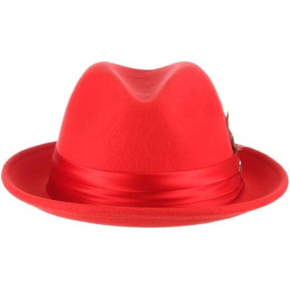 imageSTACY ADAMS Mens Crushable Wool Felt Snap Brim Fedora HatRed