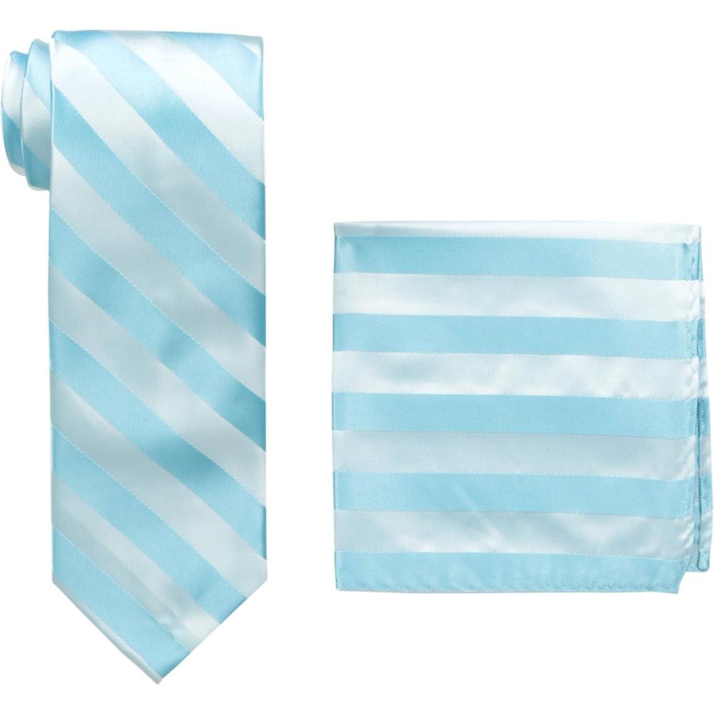 imageSTACY ADAMS mens Solid Woven Formal Stripe Tie Set Extra LongBlue
