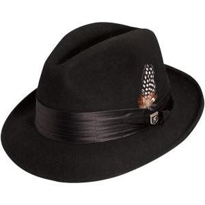 STACY ADAMS Men’s Crushable Wool Felt Snap Brim Fedora Hat(Black)