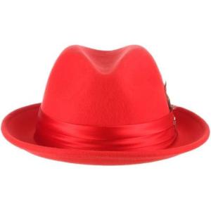 STACY ADAMS Men’s Crushable Wool Felt Snap Brim Fedora Hat(Red)