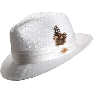 STACY ADAMS Men’s Paper Milan Pinch Front Fedora(White)