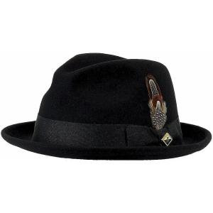 STACY ADAMS Men’s Wool Felt Pinch Front Fedora Hat(Black)