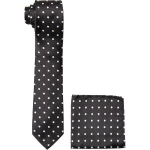 Stacy Adams Men’s Satin Dot Tie Set(Black/White)
