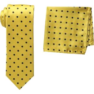 Stacy Adams Men’s Satin Dot Tie Set(Gold)