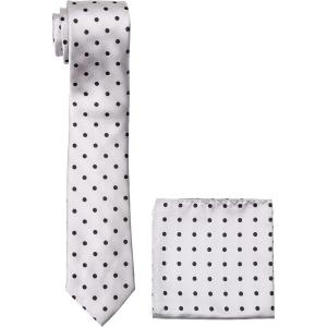 Stacy Adams Men’s Satin Dot Tie Set(Silver)