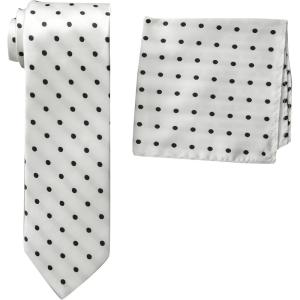 Stacy Adams Men’s Satin Dot Tie Set(White/Black)