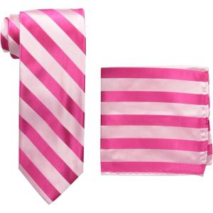 Stacy Adams mens Solid Woven Formal Stripe Tie Set Extra Long(Fuchsia)