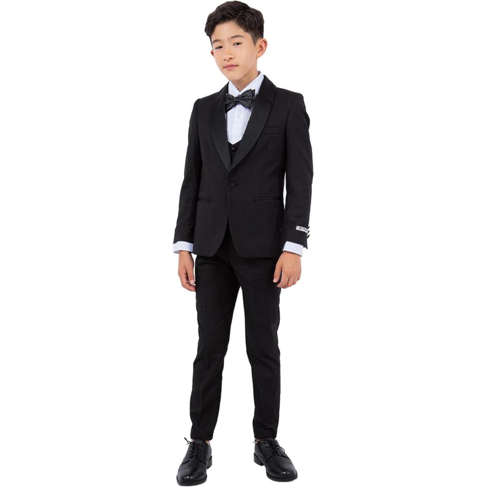 image:imageSTACY ADAMS Boys Classic 5Piece Tuxedo Set  Blazer Vest Pants Shirt amp TieBlack