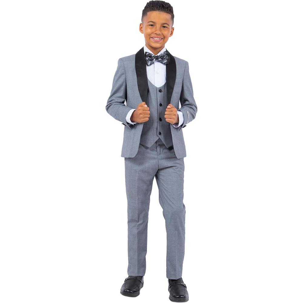 image:imageSTACY ADAMS Boys Classic 5Piece Tuxedo Set  Blazer Vest Pants Shirt amp TieMedium Grey