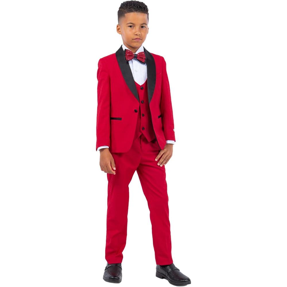 image:imageSTACY ADAMS Boys Classic 5Piece Tuxedo Set  Blazer Vest Pants Shirt amp TieRed