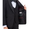 STACY ADAMS Boys’ Classic 5-Piece Tuxedo Set – Blazer, Vest, Pants, Shirt & Tie(Black)