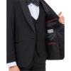 STACY ADAMS Boys’ Classic 5-Piece Tuxedo Set – Blazer, Vest, Pants, Shirt & Tie(Black)