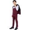 STACY ADAMS Boys’ Classic 5-Piece Tuxedo Set – Blazer, Vest, Pants, Shirt & Tie(Burgundy)