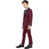 STACY ADAMS Boys’ Classic 5-Piece Tuxedo Set – Blazer, Vest, Pants, Shirt & Tie(Burgundy)