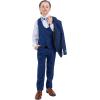 STACY ADAMS Boys’ Classic 5-Piece Tuxedo Set – Blazer, Vest, Pants, Shirt & Tie(Indigo Blue)