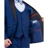 STACY ADAMS Boys’ Classic 5-Piece Tuxedo Set – Blazer, Vest, Pants, Shirt & Tie(Indigo Blue)