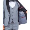 STACY ADAMS Boys’ Classic 5-Piece Tuxedo Set – Blazer, Vest, Pants, Shirt & Tie(Medium Grey)