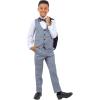 STACY ADAMS Boys’ Classic 5-Piece Tuxedo Set – Blazer, Vest, Pants, Shirt & Tie(Medium Grey)