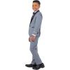 STACY ADAMS Boys’ Classic 5-Piece Tuxedo Set – Blazer, Vest, Pants, Shirt & Tie(Medium Grey)