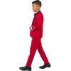 STACY ADAMS Boys’ Classic 5-Piece Tuxedo Set – Blazer, Vest, Pants, Shirt & Tie(Red)