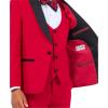 STACY ADAMS Boys’ Classic 5-Piece Tuxedo Set – Blazer, Vest, Pants, Shirt & Tie(Red)