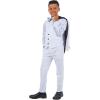 STACY ADAMS Boys’ Classic 5-Piece Tuxedo Set – Blazer, Vest, Pants, Shirt & Tie(White)