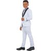 STACY ADAMS Boys’ Classic 5-Piece Tuxedo Set – Blazer, Vest, Pants, Shirt & Tie(White)