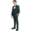 STACY ADAMS Boys’ Classic 5-Piece Tuxedo Set – Blazer, Vest, Pants, Shirt & Tie(Green)