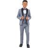 STACY ADAMS Boys’ Classic 5-Piece Tuxedo Set – Blazer, Vest, Pants, Shirt & Tie(Medium Grey)