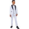STACY ADAMS Boys’ Classic 5-Piece Tuxedo Set – Blazer, Vest, Pants, Shirt & Tie(White)