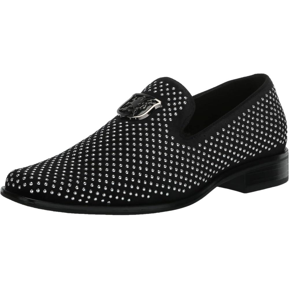 image:imageStacy Adams Boys Swagger Studded Ornament Slip on LoaferBlackSilver
